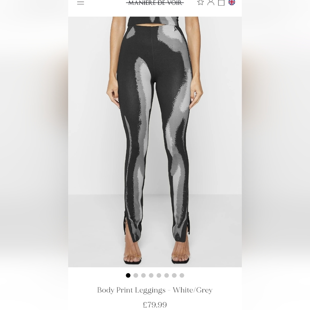 Body Print Leggings - White/Grey